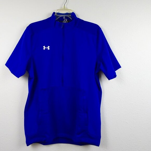 Under Armour UA Motivate 2.0 Cage Jacket Men’s Size M Blue 1/2 Zip Water Repel - Picture 1 of 8